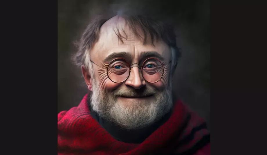 Harry Potter en vieil homme recréé par l'IA Midjourney. (@jed.ai.master)