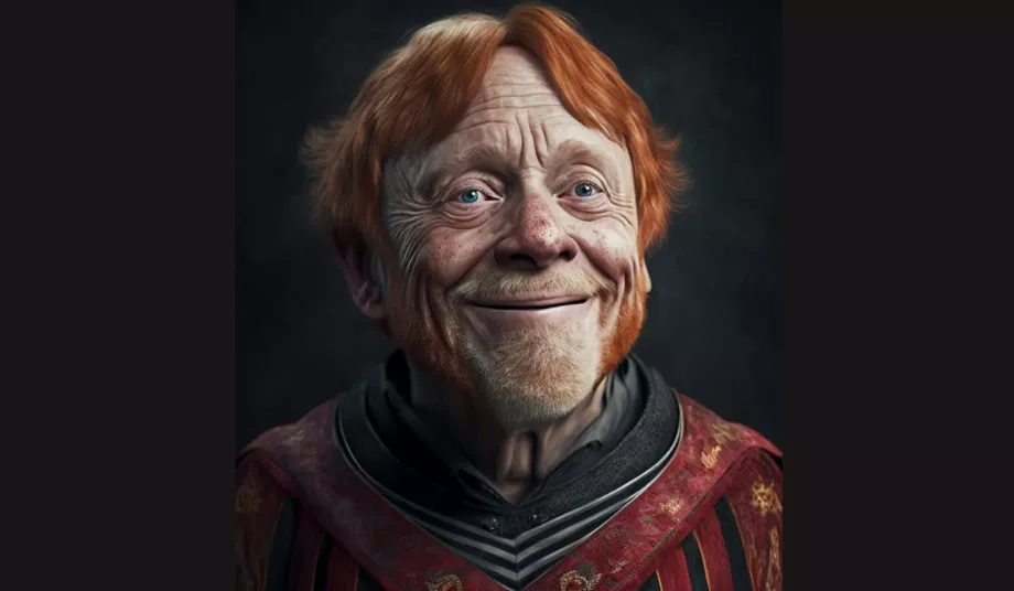Ron Weasley en tant que vieil homme. (À mi-parcours - @jed.ai.master)
