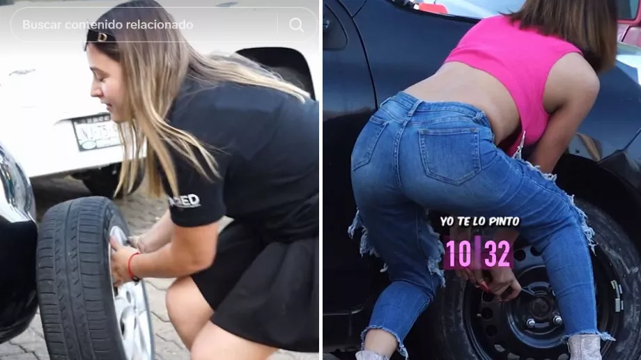 Les deux femmes ont montré leur force en changeant de pneu. (TikTok @cellegrini_oficial)