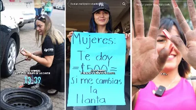 Les femmes démontrent qu'elles peuvent changer les pneus sans l'aide d'un homme ; tiktoker les récompense avec 500 pesos | VIDÉO
