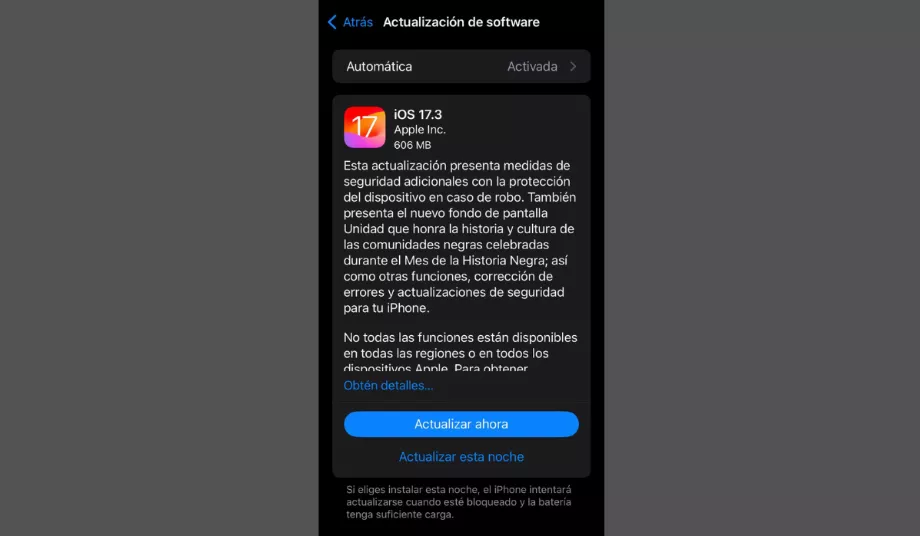 iOS 17.3 introduit de nouvelles fonctionnalités telles que la protection des appareils volés et les listes collaboratives Apple Music tant attendues. (Manzana)