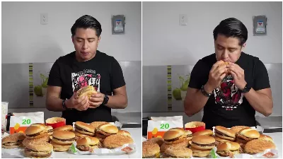 L'a-t-il atteint ? Un influenceur mexicain achète tout le menu McDonald's et essaie de le manger seul | VIDÉO