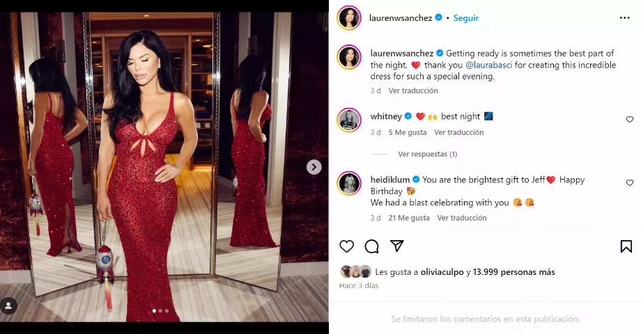 Sánchez a remercié la créatrice pour son travail. (Instagram : laurenwsanchez)