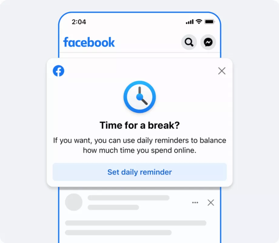 Avis « Faites une pause » dans Messenger. (But)