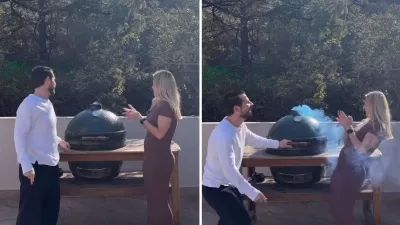 Un couple de Monterrey s'empare de leur grill pour révéler le sexe de leur bébé | VIDÉO