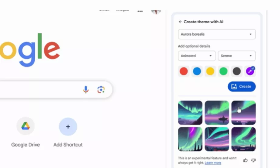 Le navigateur vous permet de personnaliser le fond d'écran et de vous aider à rédiger des textes. (Google)