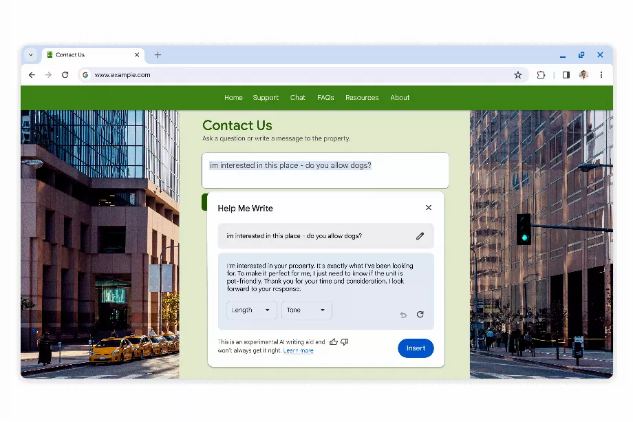 Le navigateur vous permet de personnaliser le fond d'écran et de vous aider à rédiger des textes. (Google)