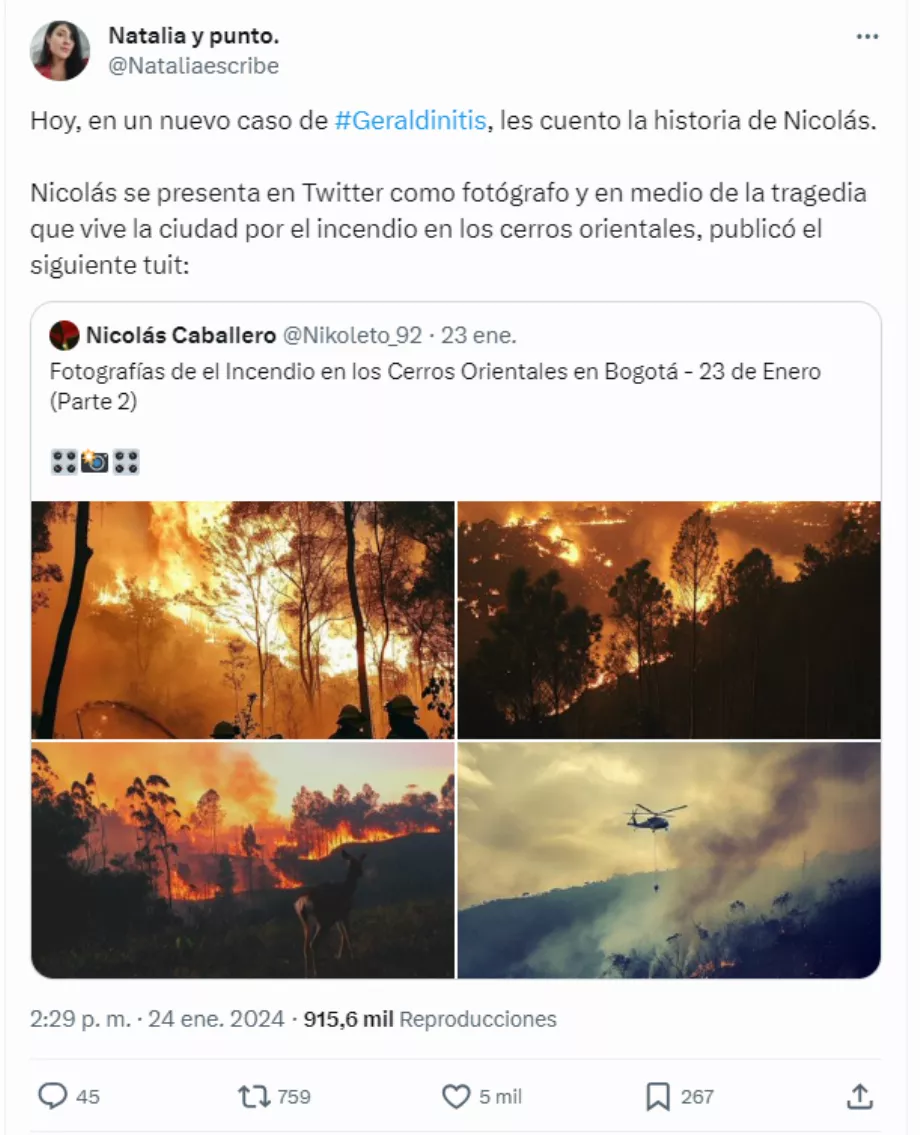 Ils comparent Nicolás Caballero à Geraldine Fernández – crédit @Nataliaescribe/X