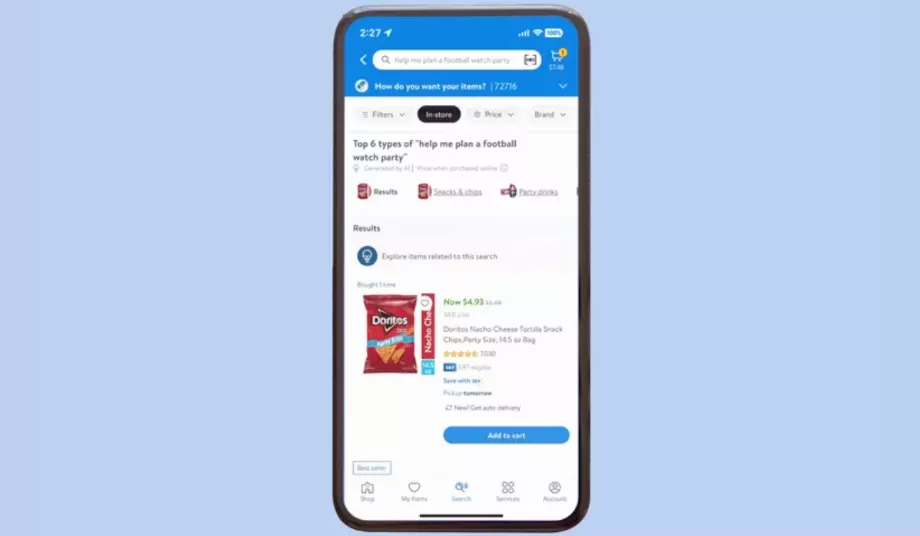 La nouvelle expérience de recherche optimisée par GenAI. (Walmart)