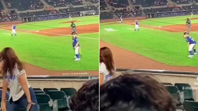 Une femme défie la mascotte de l'équipe de baseball dans un combat de danse et cela se termine mal