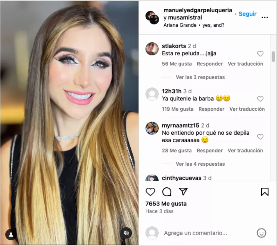 La femme de Poncho de Nigris s'est maquillée pour son anniversaire. (@manuelyedgarpeluqueria)