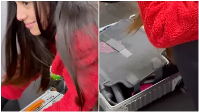 Une femme est gênée dans un avion lorsque sa valise commence à bouger et découvre qu'il s'agit d'un vibromasseur | VIDÉO