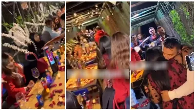 Un jeune homme envahit un pont piétonnier pour offrir un dîner romantique à sa petite amie à Guadalajara | VIDÉO