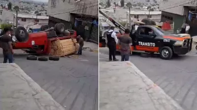 Une dépanneuse a tenté d'aider un véhicule au Mexique et a fini par le heurter de plein fouet