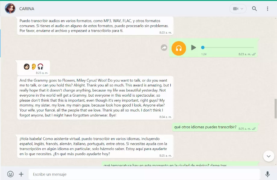 L’IA ne distingue pas les voix, elle se contente de les retranscrire. (WhatsApp)