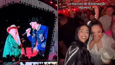 La mère de Xavi fond en larmes en le voyant chanter avec Karol G au stade Azteca | VIDÉO
