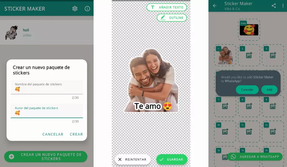 Les autocollants sont un moyen idéal pour compléter un message romantique pour la Saint-Valentin. (Infobae/WhatsApp)