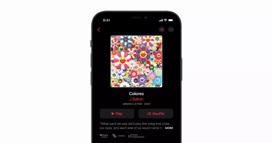 'Colores' de J Balvin est également dans ce format audio. (Manzana)