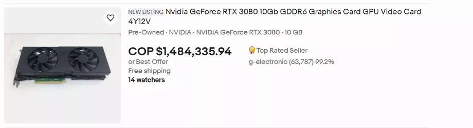 Les prix des cartes graphiques sont élevés. (eBay)