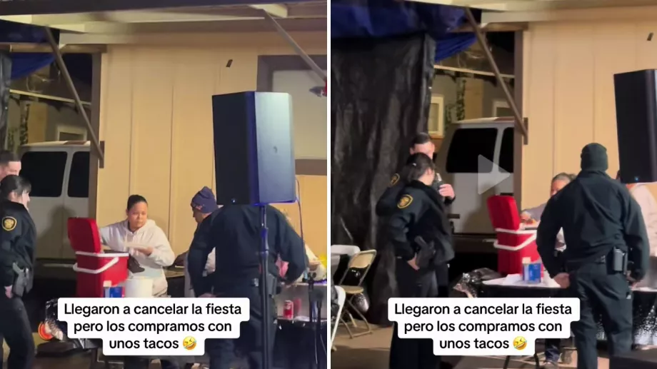 Les hommes en uniforme n'ont pas pu résister aux délicieux tacos. (Tiktok @Yanet)