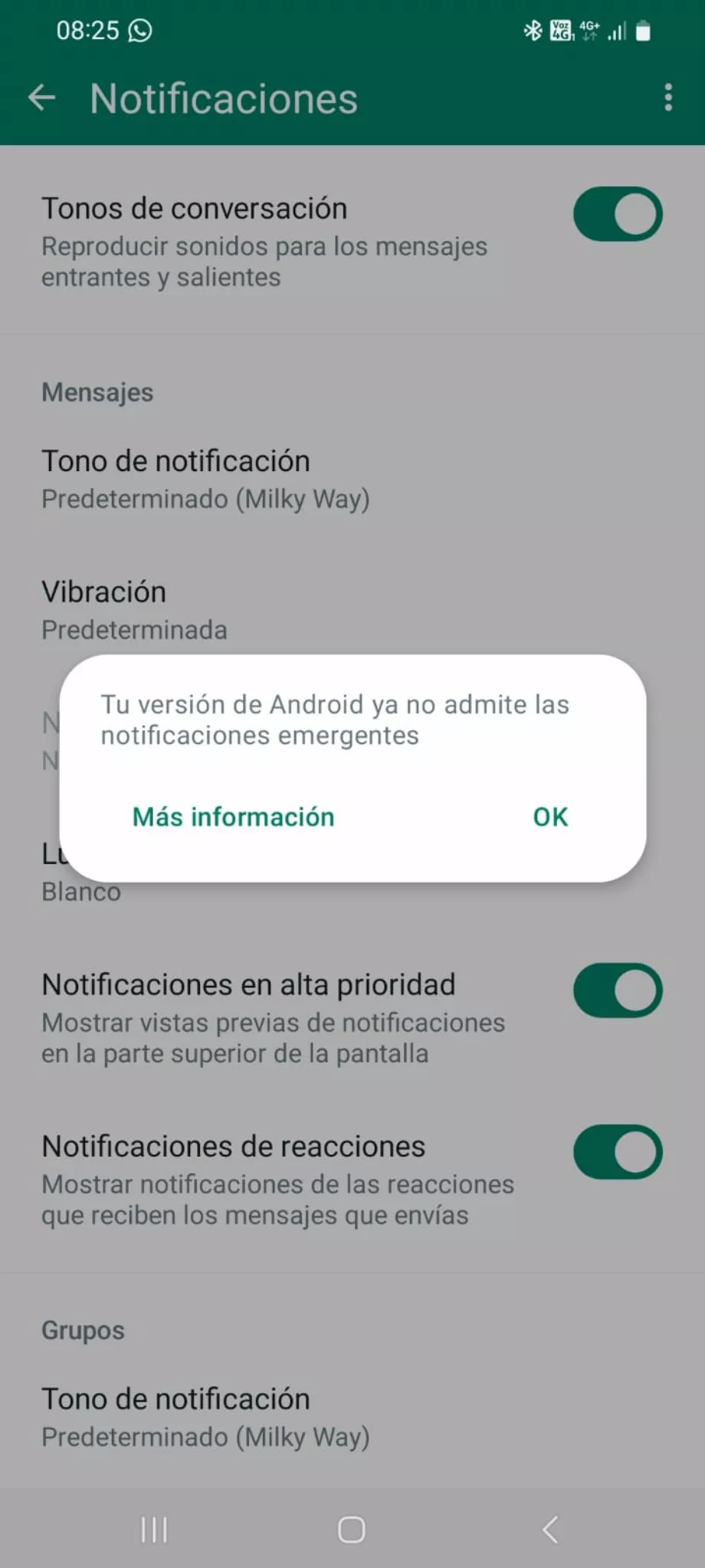 Les utilisateurs d'Andrid ont reçu cette alerte lors de l'utilisation de l'application. (Photo : Infobae)