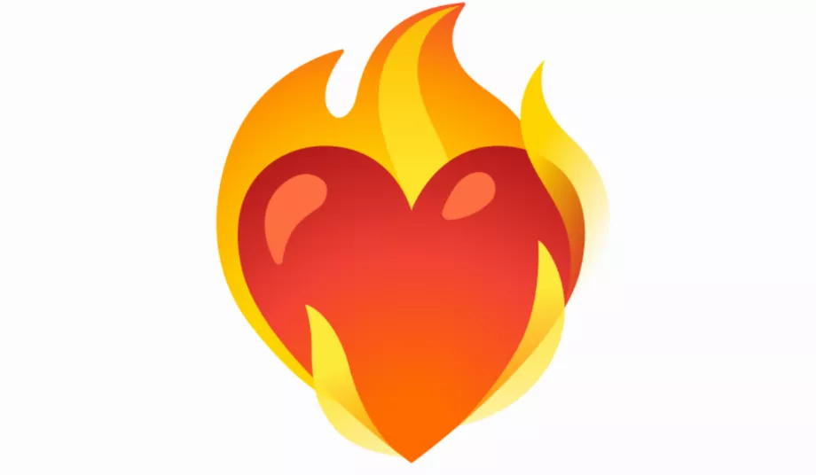 Emoji coeur avec des flammes. (EmojiTerre)