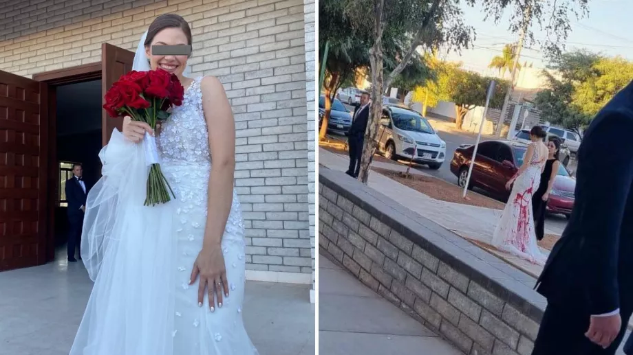 La mariée a dû rentrer chez elle pour changer de robe. (X/ @fulanodeobregón)