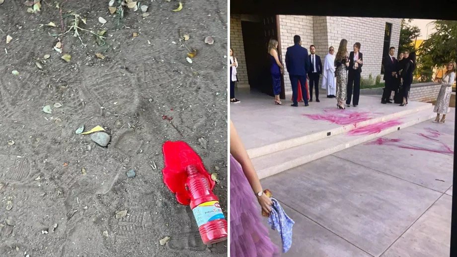 Ils ont attaqué la mariée avec de la peinture rouge. (X/ @fulanodeobregón)