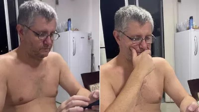 Ils parlent à leur père pendant le dîner mais il ne répond pas car il est au téléphone portable : « Il nous ignore littéralement »