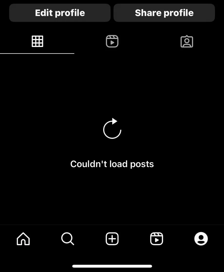 L’échec ne permet de charger aucun type de contenu. (Instagram)