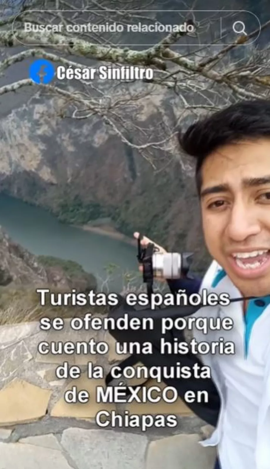 L'influenceur a montré la rivière d'où certains habitants du Chiapa ont sauté pour éviter d'être conquis par les Espagnols. (TikTok / @cesarsinfiltro)