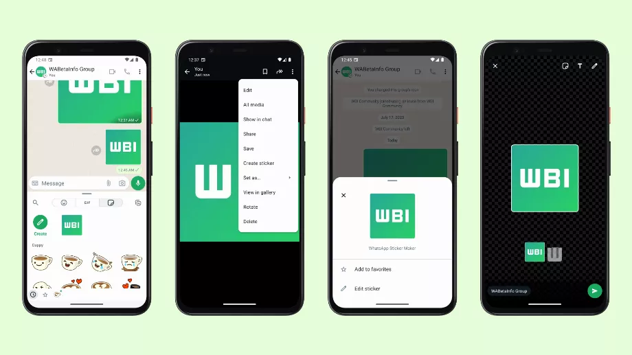 C'est le processus pour créer un autocollant à partir de l'application WhatsApp. (Photo : WABetaInfo)