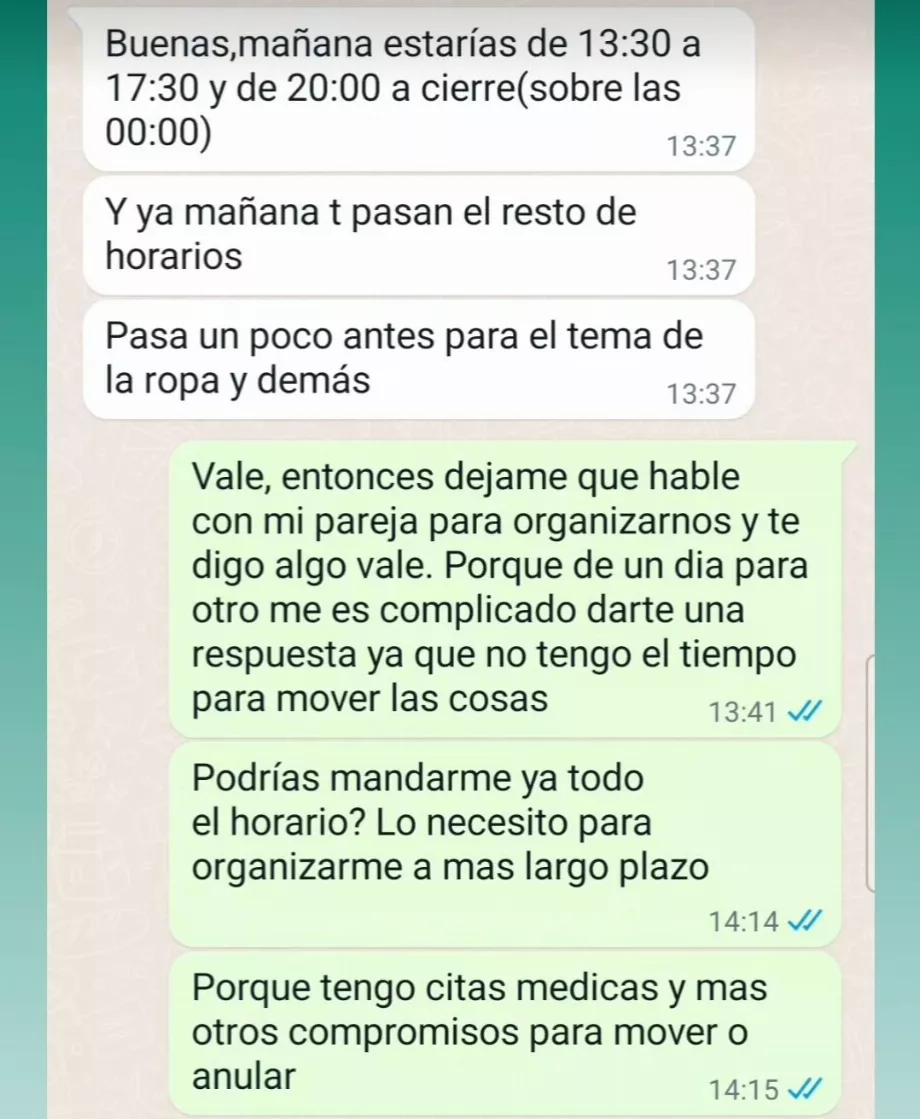 Il a posé une question sur les horaires de travail et la réponse du propriétaire des lieux l'a dérouté (X : @soycamarero)