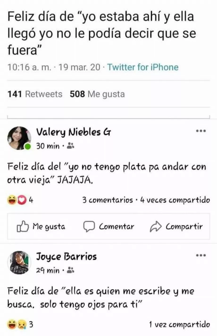 Les mèmes sur les relations entre hommes et femmes sont également largement reproduits sur les réseaux. (Photo : prise sur Facebook)
