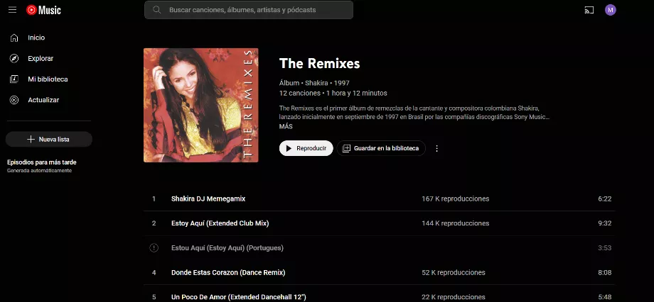Sur YouTube Music, vous pouvez trouver des mix spéciaux. (Musique Youtube)