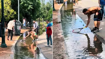 Des voisins unis pour sauver le poisson après les inondations à Buenos Aires