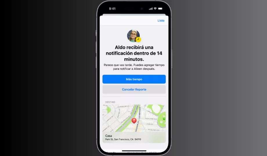 L'option « Enregistrer » est utilisée pour informer les contacts de confiance que nous sommes en sécurité et en bonne santé. (Manzana)