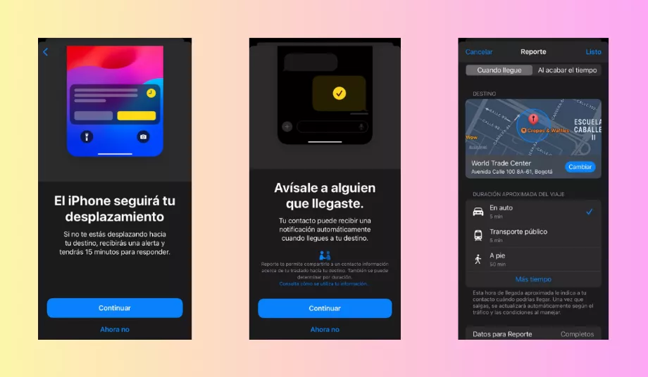 Cet outil offre aux utilisateurs la possibilité d'informer des contacts de confiance de leur arrivée en toute sécurité à une destination, améliorant ainsi la sécurité lors du voyage. (Manzana)