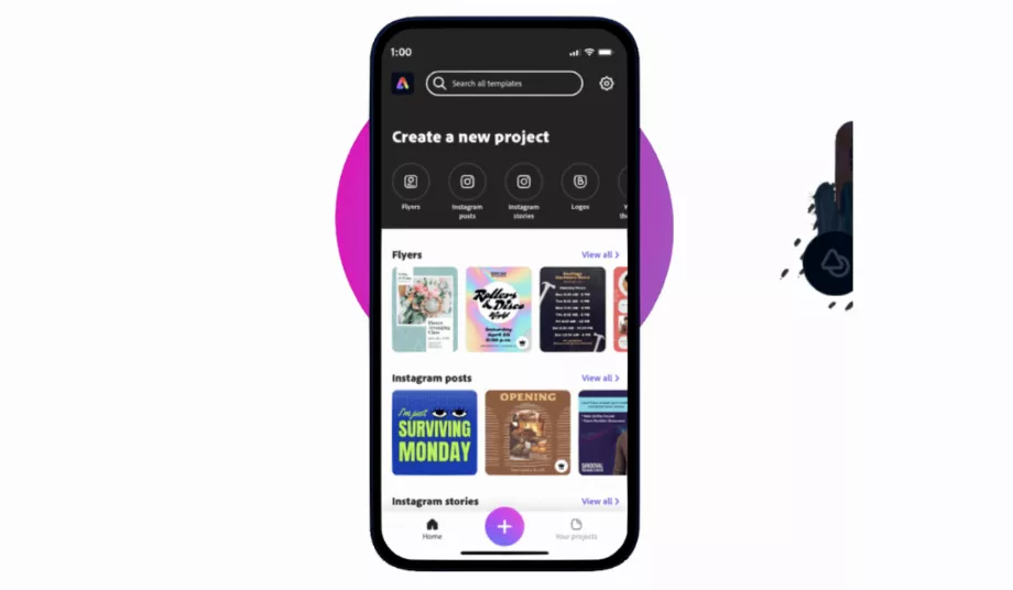 L'application simplifie non seulement la création de contenus attractifs, mais favorise également l'adaptation des supports aux exigences spécifiques de chaque réseau social. (Adobe)