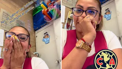 Une enseignante montre à ses élèves du primaire chanter l'hymne de l'Amérique : « Mais qu'en est-il des tables de multiplication, ils ne savent pas »