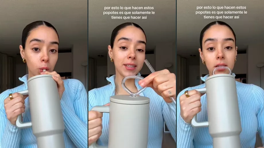 Une jeune femme a expliqué pourquoi les pailles peuvent provoquer des rides d'expression au-dessus de la lèvre Crédit : TikTok/@reginaa.rr