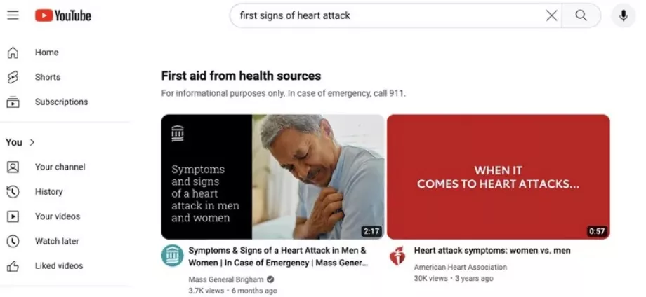 La plateforme propose également un cours de premiers secours. (Youtube)