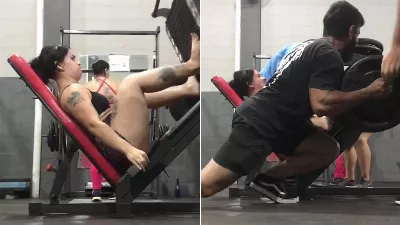 Elle a fait preuve de négligence au gymnase et s'est retrouvée coincée dans une presse à jambes.