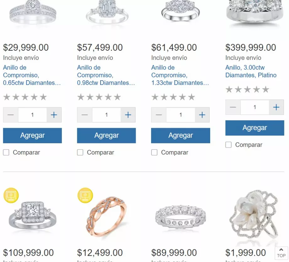 C'est le prix de certaines bagues de fiançailles de Costco. (Capturer)