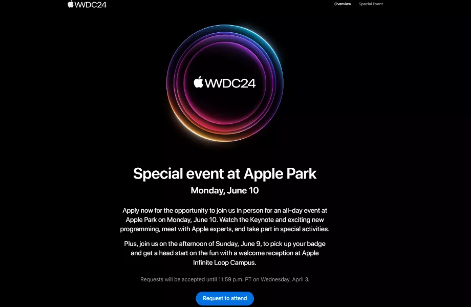 À l'aide d'un formulaire spécial, les parties intéressées peuvent s'inscrire pour assister à l'événement spécial de la WWDC. (Manzana)