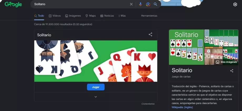 Solitaire, est disponible sur Google. (Google)