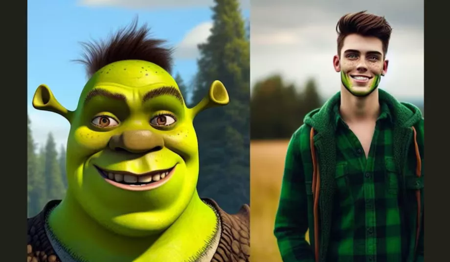 Shrek est comparé en tant que personnage et dans la vraie vie. (Copilote)