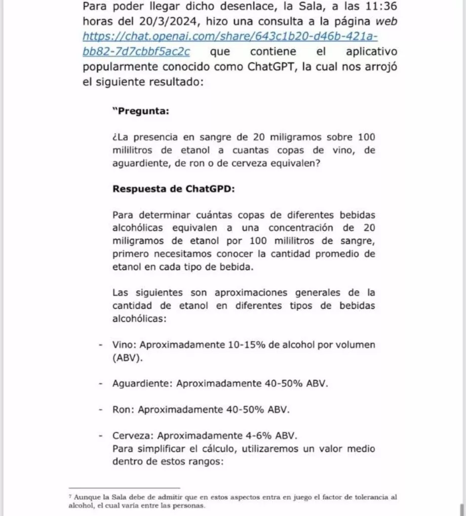 Compte tenu de la réponse des services de renseignement, le tribunal a conclu qu'« il ne fait aucun doute que le pourcentage d'éthanol trouvé dans le sang de la victime ne peut pas être considéré comme suffisamment important - crédit @jairoparrac/X