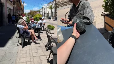 Un jeune homme de Durango montre des étrangers mal à l'aise et gênés par la musique