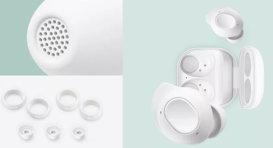 Ces écouteurs comportent plusieurs composants. Le caoutchouc peut être retiré pour le nettoyage. (Samsung)